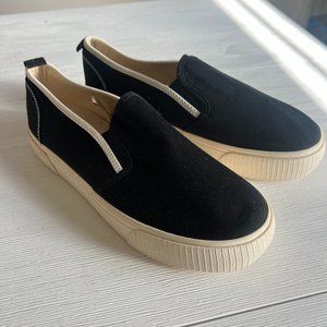 Zara Kids Minimal Sneaker - Black Canvas Slip-on - Size 37 EU / 6.5 US / 9 In